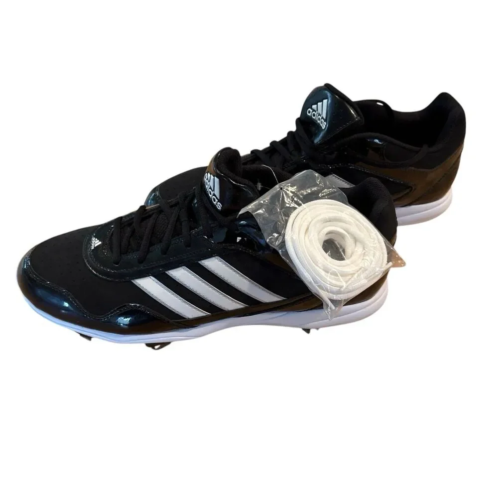 Adidas Baseball Cleat Sz 14 Men's Black New without Box Extra White Laces